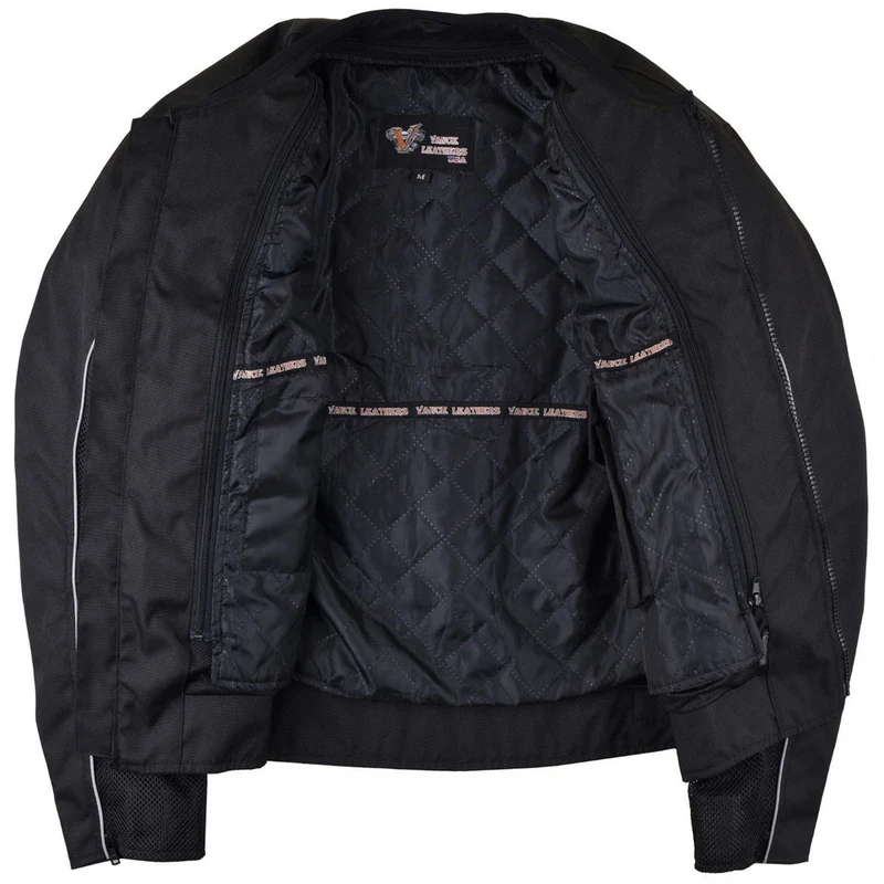 Vance Velocity 3-Season Mesh Motorcycle Jacket with CE Armor & Removeable Liner