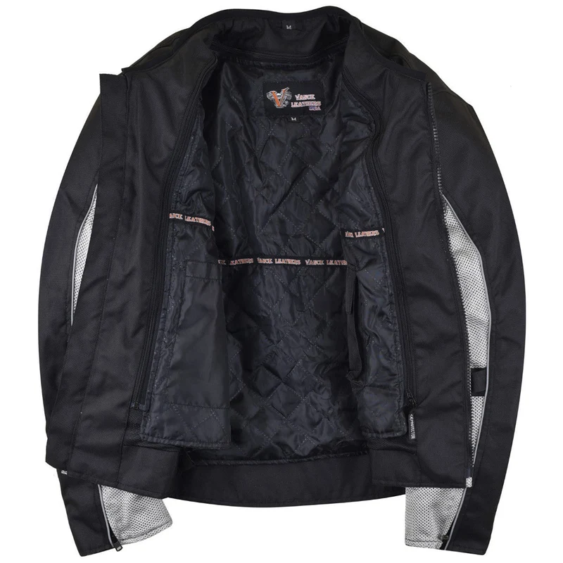 Vance Velocity 3-Season Mesh Motorcycle Jacket with CE Armor & Removeable Liner