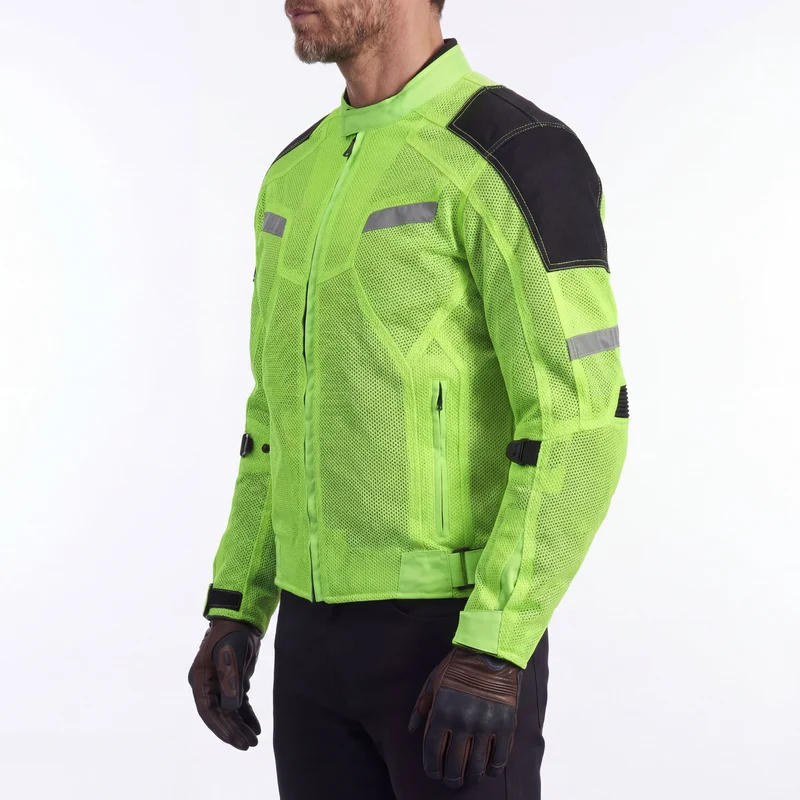 Vance Mens All Weather Hi-Viz CE Armor Mesh Motorcycle Jacket