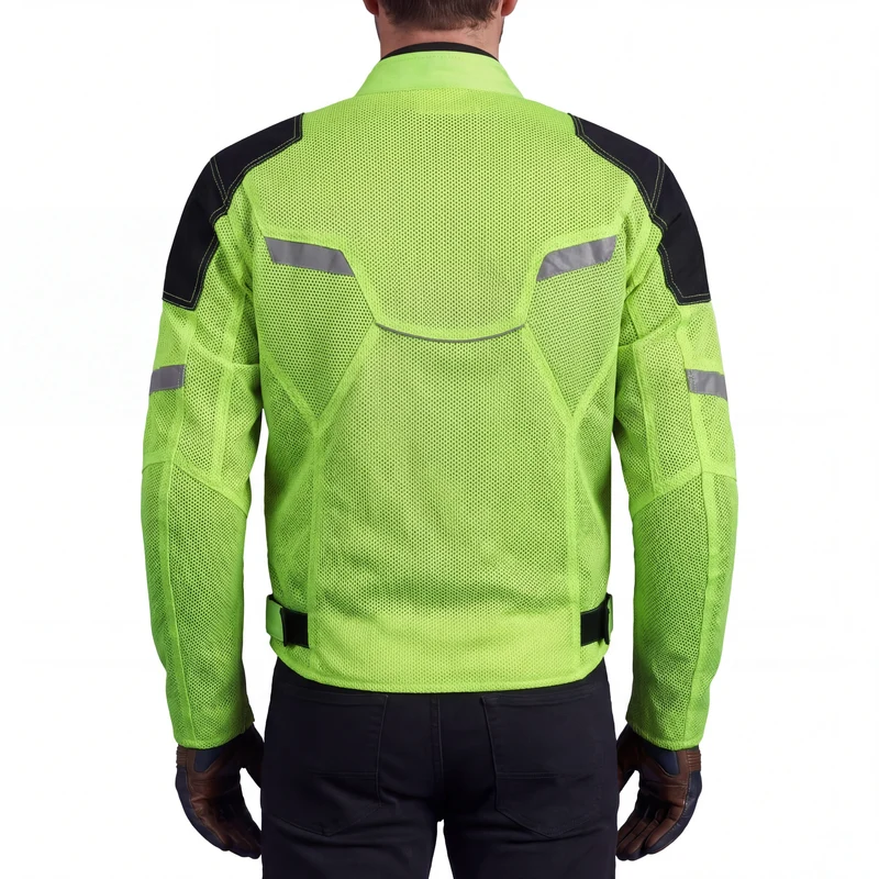 Vance Mens All Weather Hi-Viz CE Armor Mesh Motorcycle Jacket