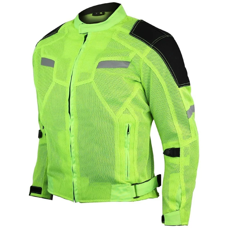 Vance Mens All Weather Hi-Viz CE Armor Mesh Motorcycle Jacket