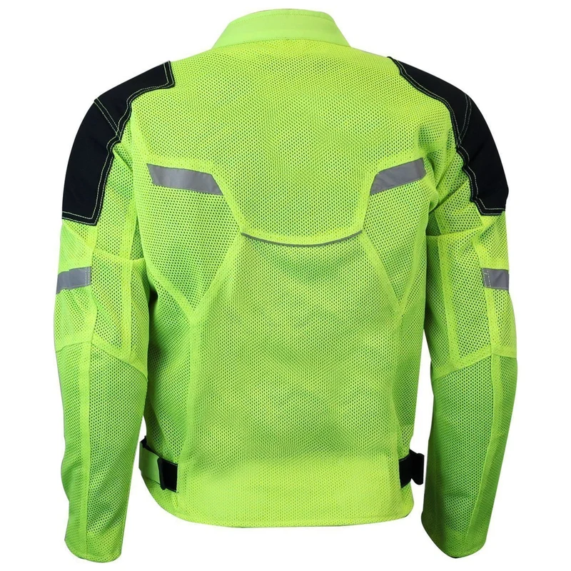 Vance Mens All Weather Hi-Viz CE Armor Mesh Motorcycle Jacket