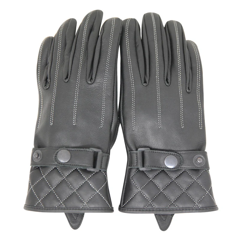 Vance Womens Premium Waxed Leather Motorcycle Gloves with White stitching