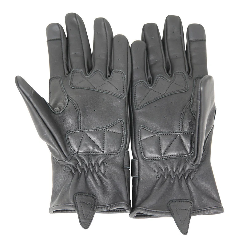 Vance Womens Premium Waxed Leather Motorcycle Gloves with White stitching