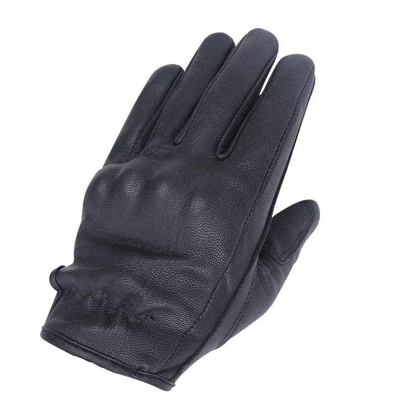 Vance Men's Black Cowhide Leather Knuckle Armored Riding Gloves