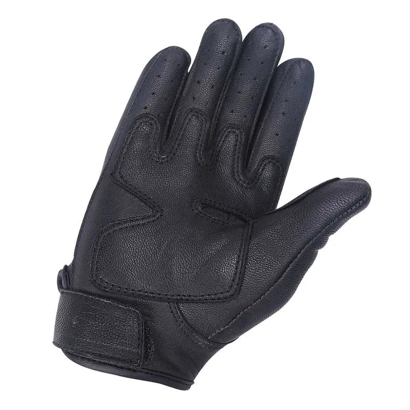 Vance Men's Black Cowhide Leather Knuckle Armored Riding Gloves