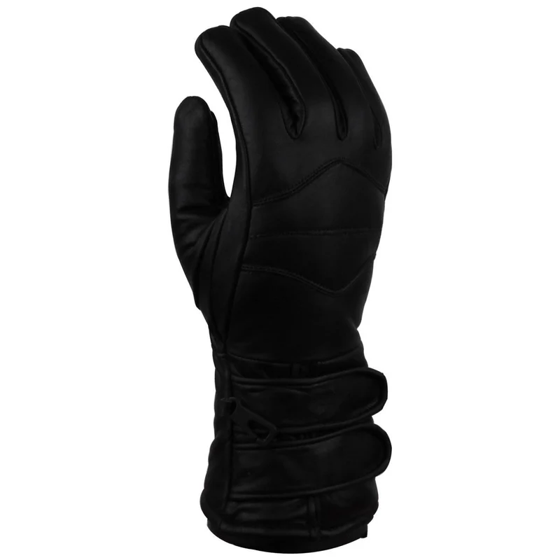 Mens Black Biker Motorcycle Double Strap Leather Gloves