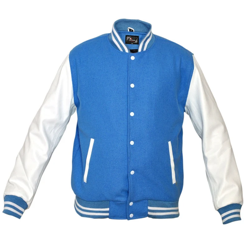 Mens Wool with Real Leather Premium Varsity Letterman Jacket