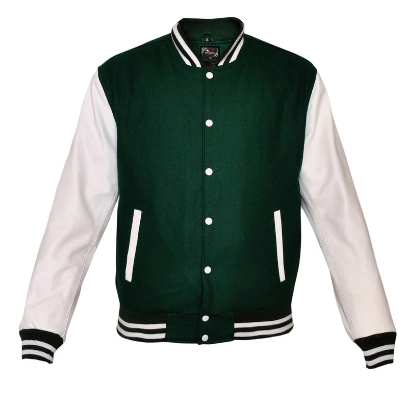 Mens Wool with Real Leather Premium Varsity Letterman Jacket
