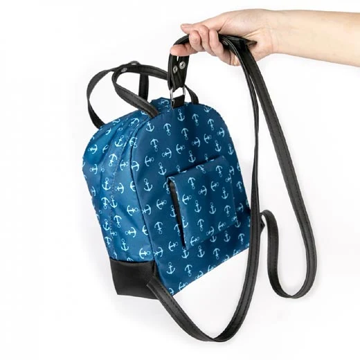 Haberland Rucksack-Lenkertasche Bella blau-weiß Fahrrad-Rucksäcke