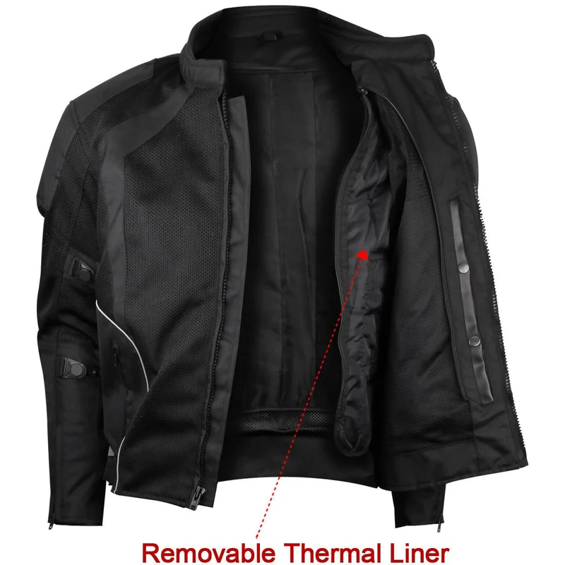 VanTex Textiles Mens All Weather Season CE Armor Mesh Motorcycle Jacket
