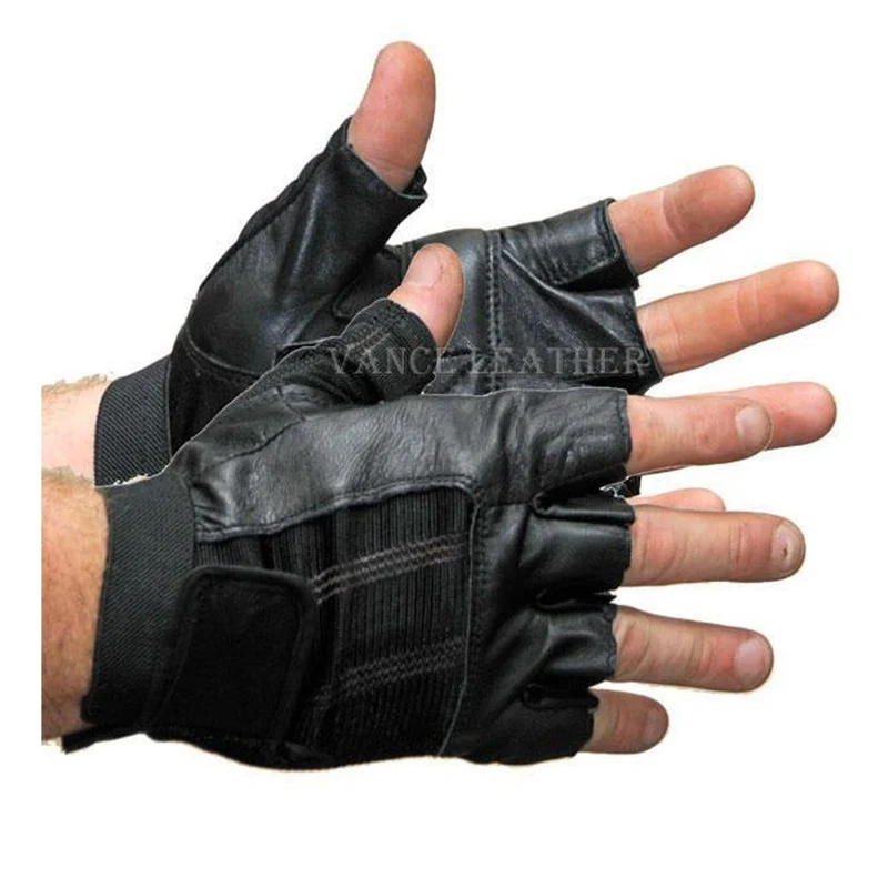Vance VL428 Mens Black Shorty Stretch Leather Gloves