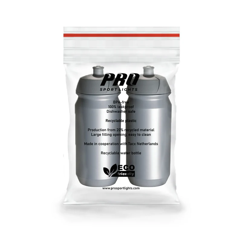 2 x Pro Sport Lights Bidon - 500 ml - Zilver