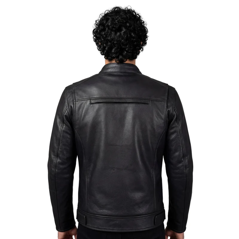 High Mileage Mens Dual CCW Vented Sport Style Cowhide Leather Biker Motorcycle Riding Jacket