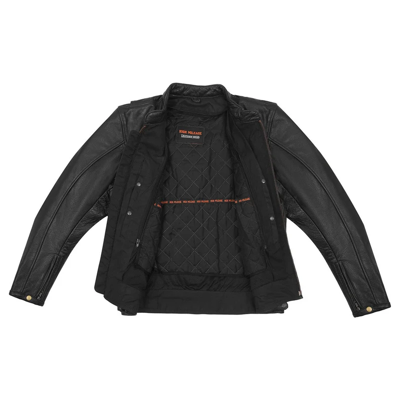 High Mileage Mens Dual CCW Vented Sport Style Cowhide Leather Biker Motorcycle Riding Jacket