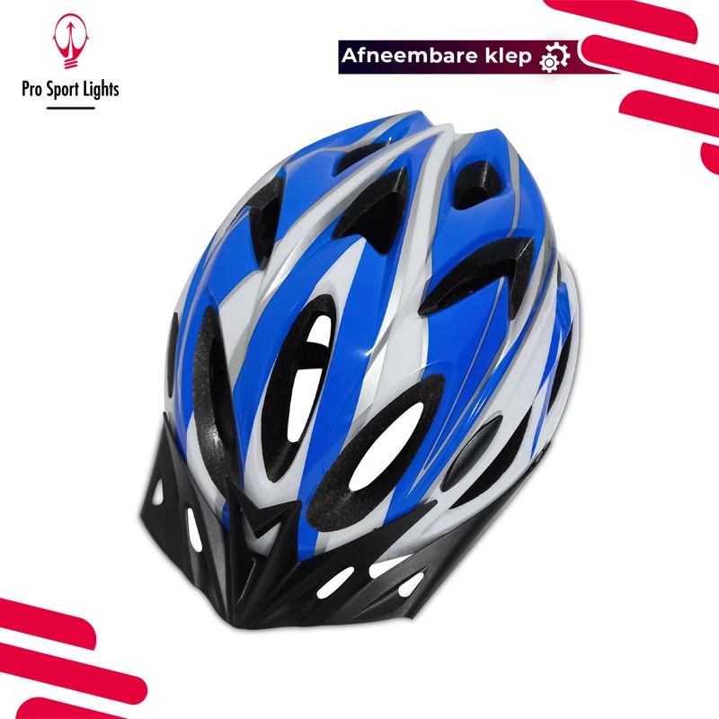Fietshelm Pro Sport Lights Dames/Heren Wit/Blauw - Medium/Large