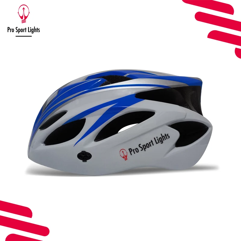 Fietshelm Pro Sport Lights Dames/Heren Wit/Blauw - Medium/Large