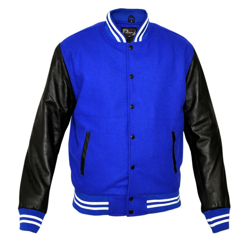 Mens Lightweight Wool with Real Leather Premium Varsity Letterman Jacket