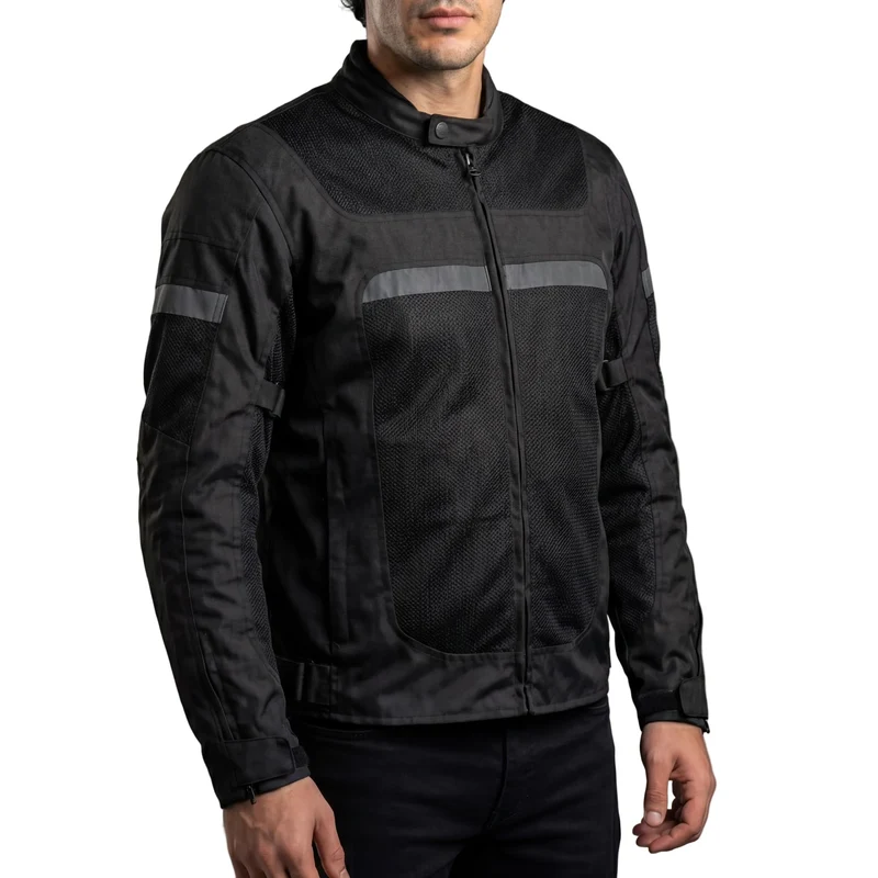 Vance Mens Black CE Armored Textile Mesh Motorcycle Jacket All Season