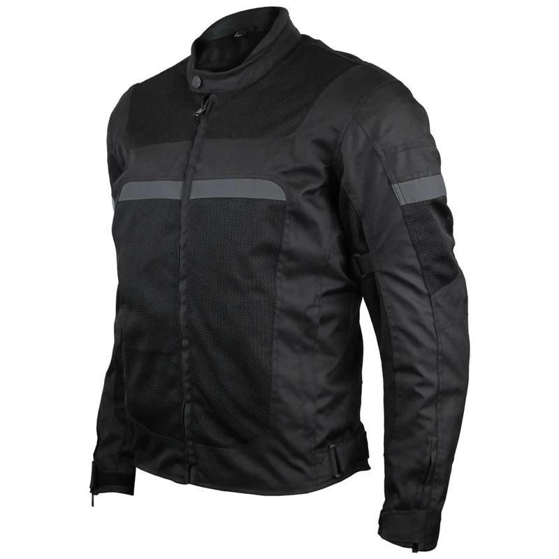 Vance Mens Black CE Armored Textile Mesh Motorcycle Jacket All Season