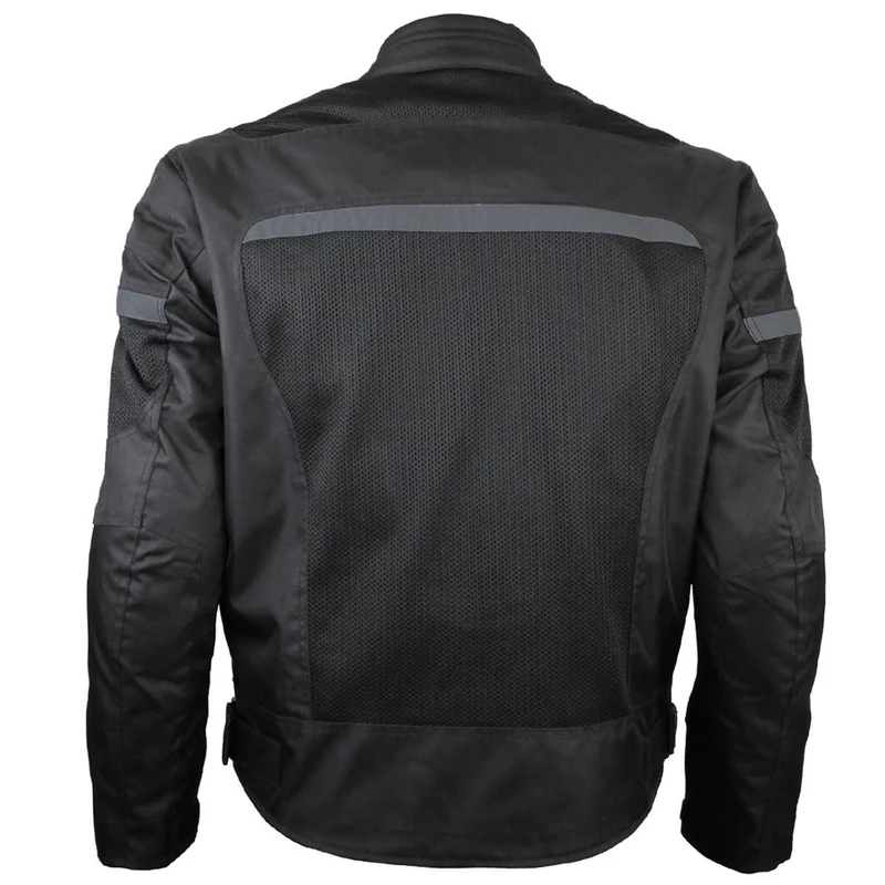 Vance Mens Black CE Armored Textile Mesh Motorcycle Jacket All Season