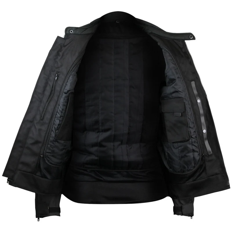 Vance Mens Black CE Armored Textile Mesh Motorcycle Jacket All Season