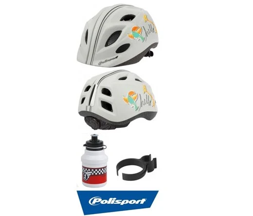 POLISPORT Fahrrad Kinderhelm XS HELLO matt 48-52 cm (Helm + Flasche + Halter)