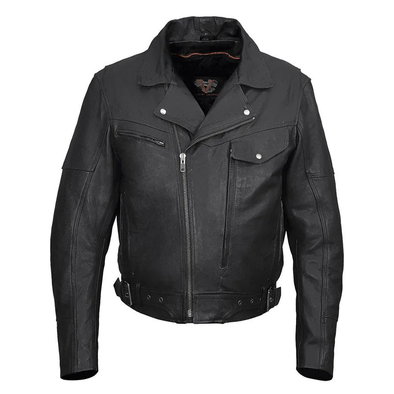 Vance Men's Functional Pockets Black Premium Cowhide Biker Cruiser Jacket