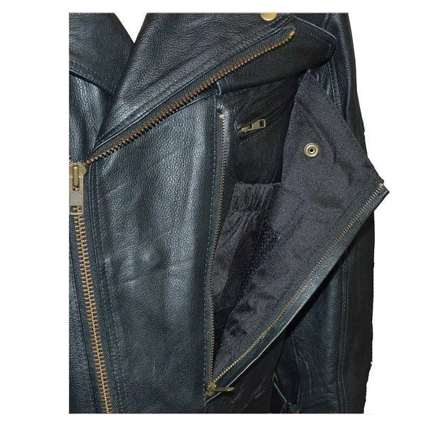 Vance Men's Functional Pockets Black Premium Cowhide Biker Cruiser Jacket