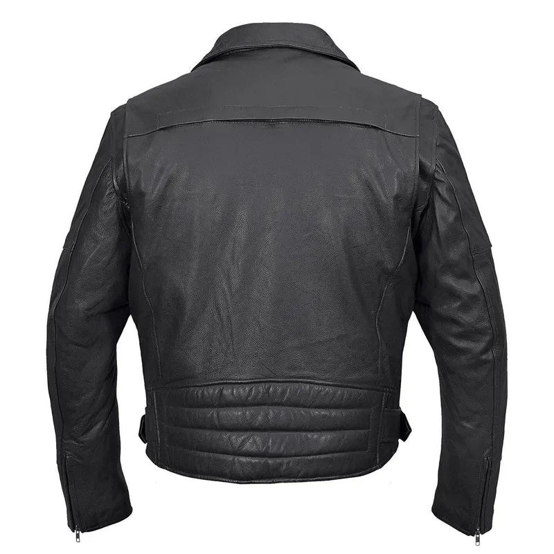 Vance Men's Functional Pockets Black Premium Cowhide Biker Cruiser Jacket