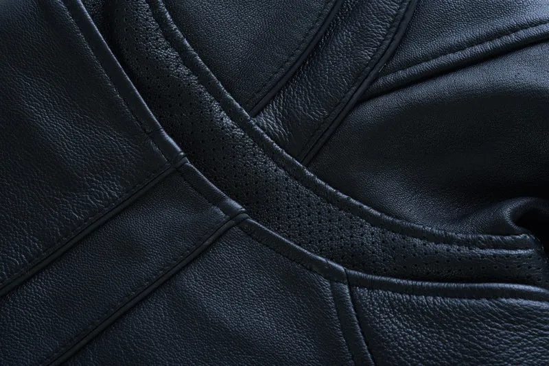 Vance Leather Womens Black Soft Cowhide Leather Sporty Scooter Crossover Biker Motorcycle Riding Jacket