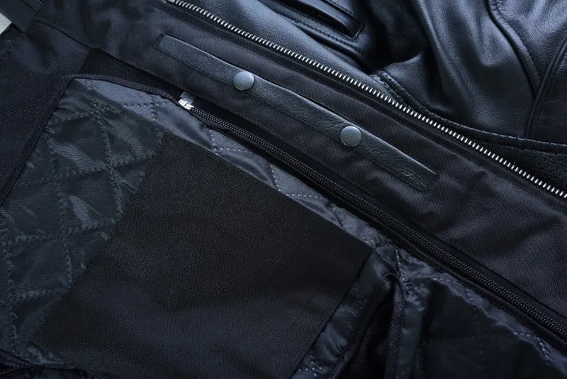 Vance Leather Womens Black Soft Cowhide Leather Sporty Scooter Crossover Biker Motorcycle Riding Jacket