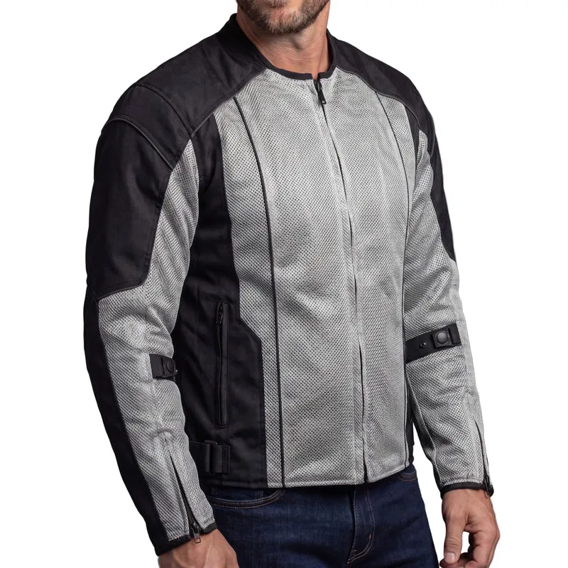Vance Mens Silver Advanced 3-Season Mesh/Textile CE Armor Motorcycle Jacket
