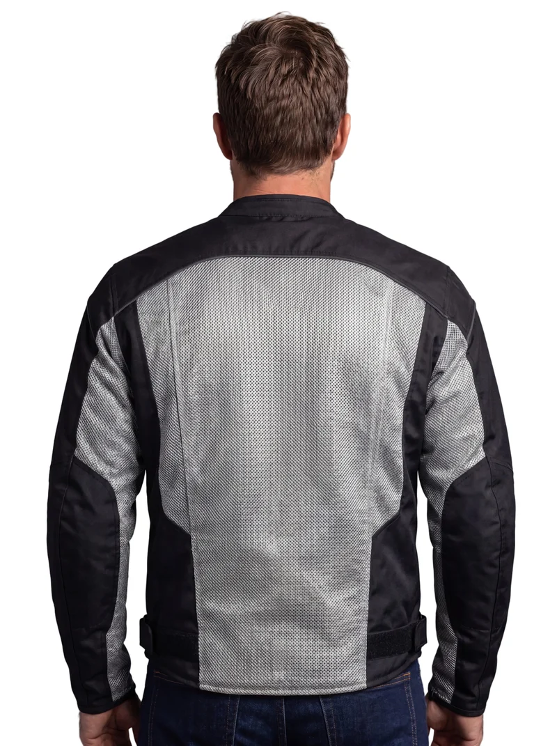 Vance Mens Silver Advanced 3-Season Mesh/Textile CE Armor Motorcycle Jacket