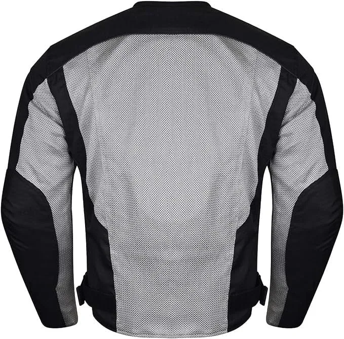 Vance Mens Silver Advanced 3-Season Mesh/Textile CE Armor Motorcycle Jacket