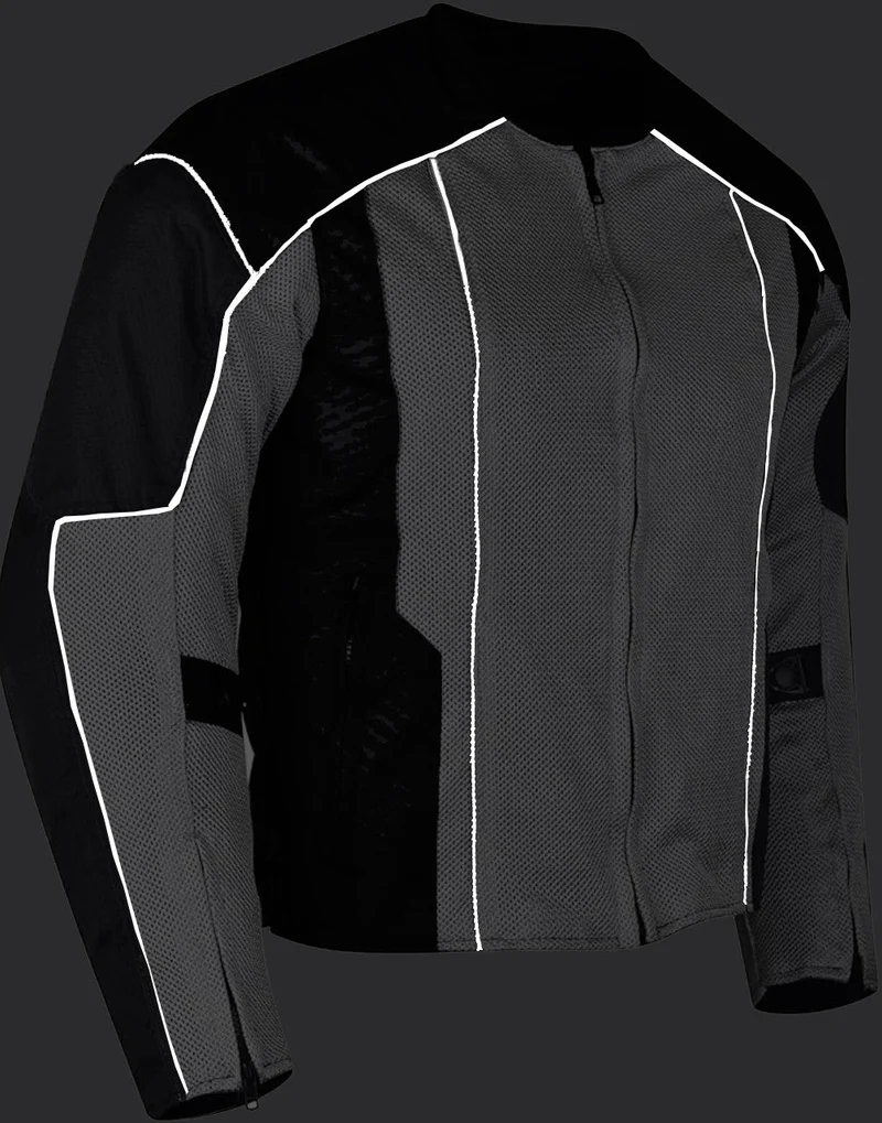 Vance Mens Silver Advanced 3-Season Mesh/Textile CE Armor Motorcycle Jacket