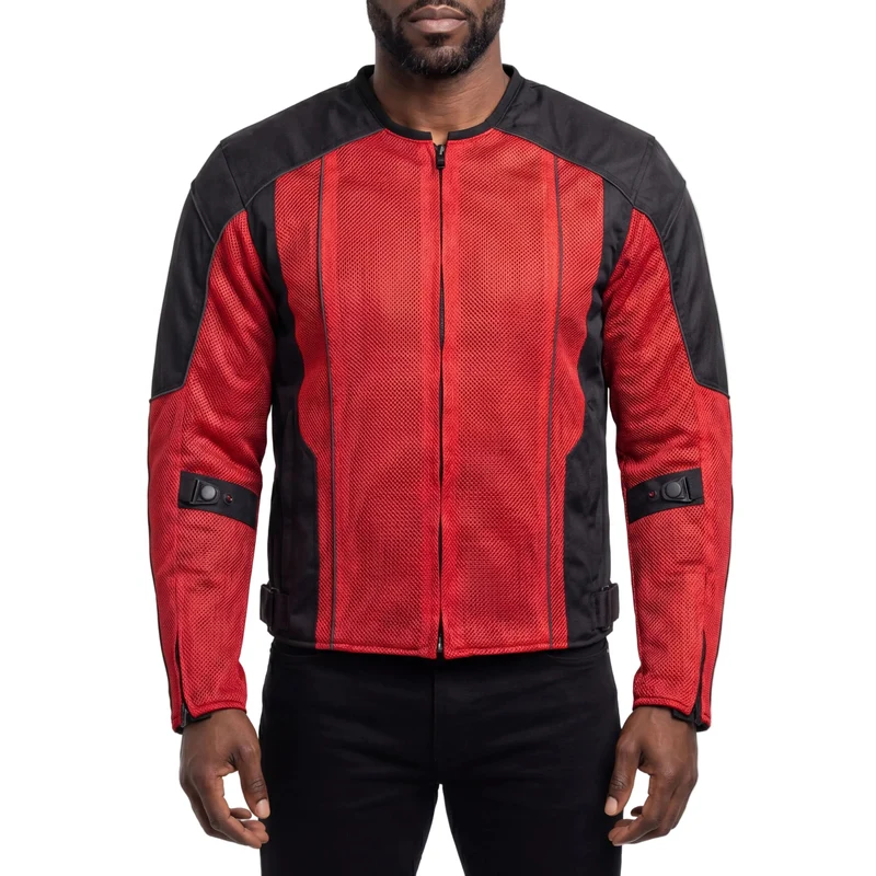 Vance Mens Red Advanced 3-Season Mesh/Textile CE Armor Motorcycle Jacket
