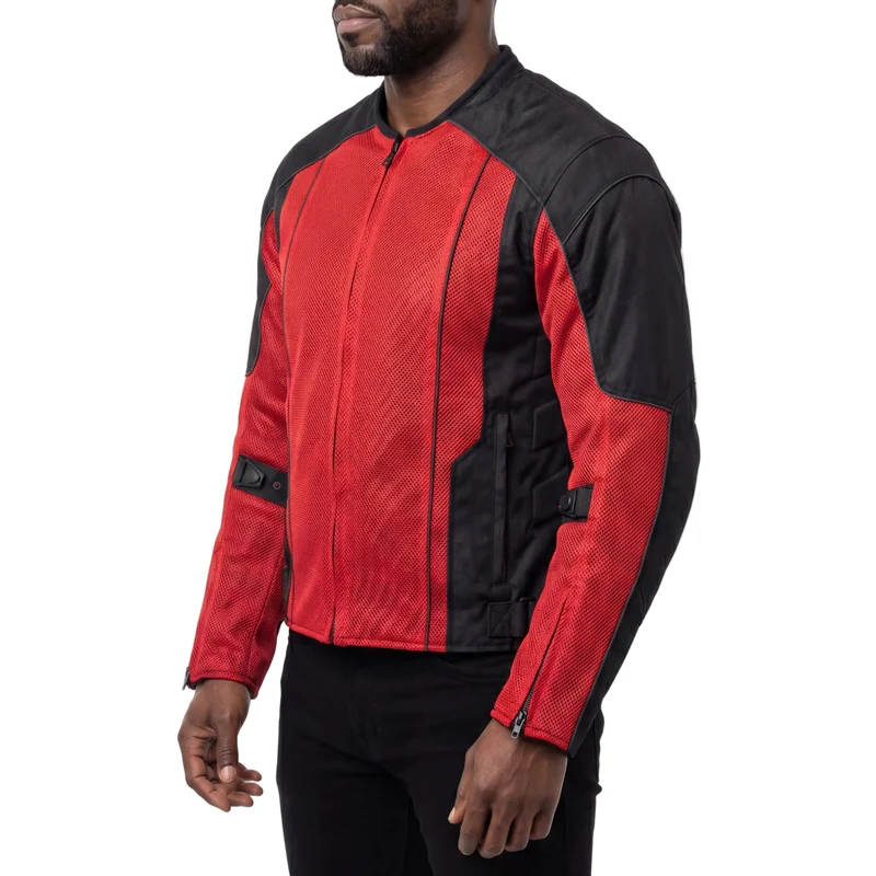Vance Mens Red Advanced 3-Season Mesh/Textile CE Armor Motorcycle Jacket