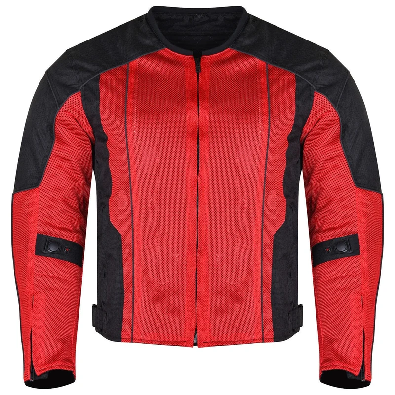 Vance Mens Red Advanced 3-Season Mesh/Textile CE Armor Motorcycle Jacket