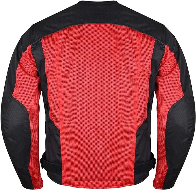 Vance Mens Red Advanced 3-Season Mesh/Textile CE Armor Motorcycle Jacket