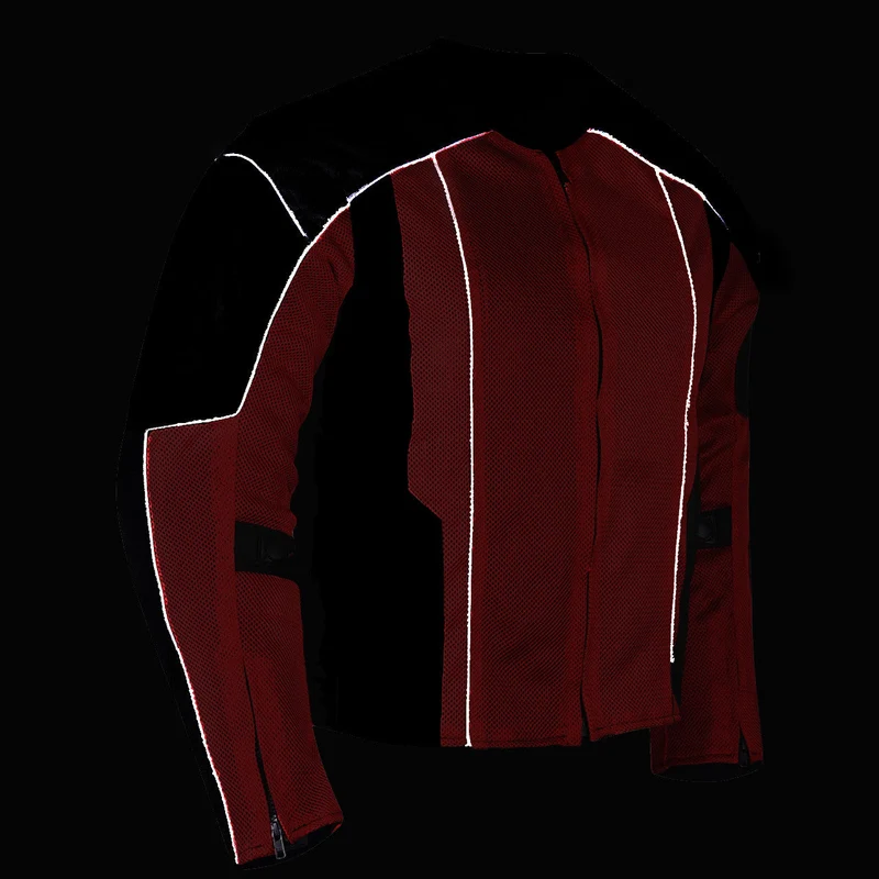 Vance Mens Red Advanced 3-Season Mesh/Textile CE Armor Motorcycle Jacket