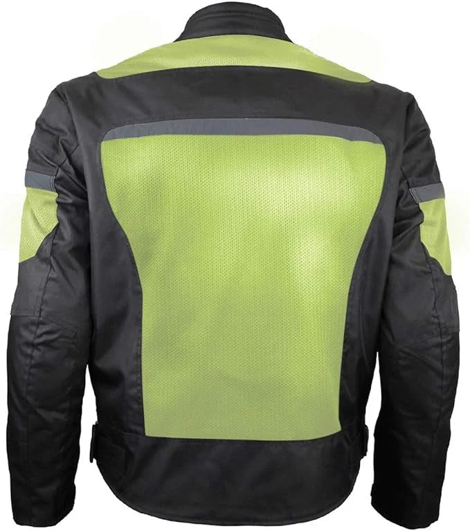 Vance Mens Advanced High Visibility All Season CE Armor Mesh Textile Motorbike Motorcycle Riding Jacket