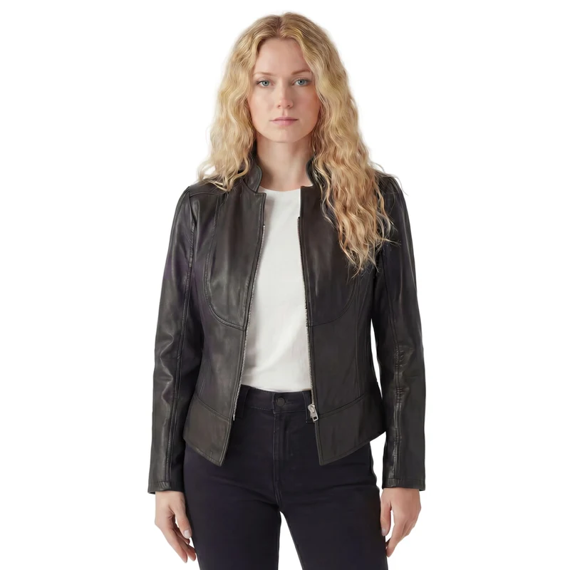 Vance Leathers Ladies Premium Soft Lightweight Black Fitted Motorcycle Leather Jacket