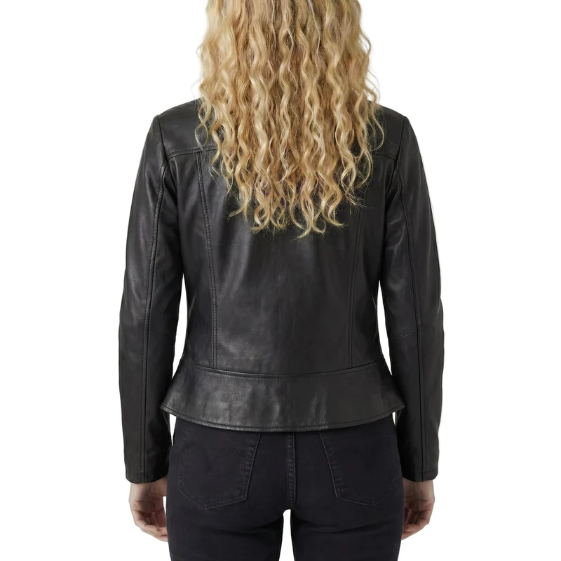 Vance Leathers Ladies Premium Soft Lightweight Black Fitted Motorcycle Leather Jacket