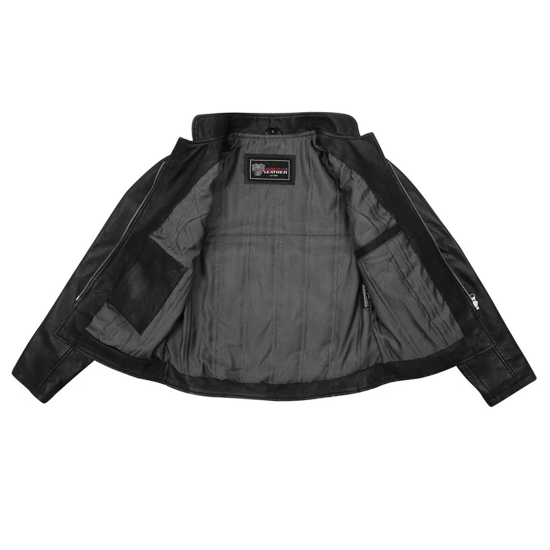 Vance Leathers Ladies Premium Soft Lightweight Black Fitted Motorcycle Leather Jacket