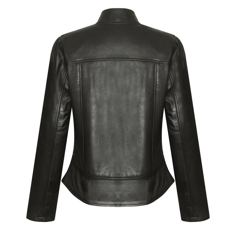 Vance Leathers Ladies Premium Soft Lightweight Black Fitted Motorcycle Leather Jacket