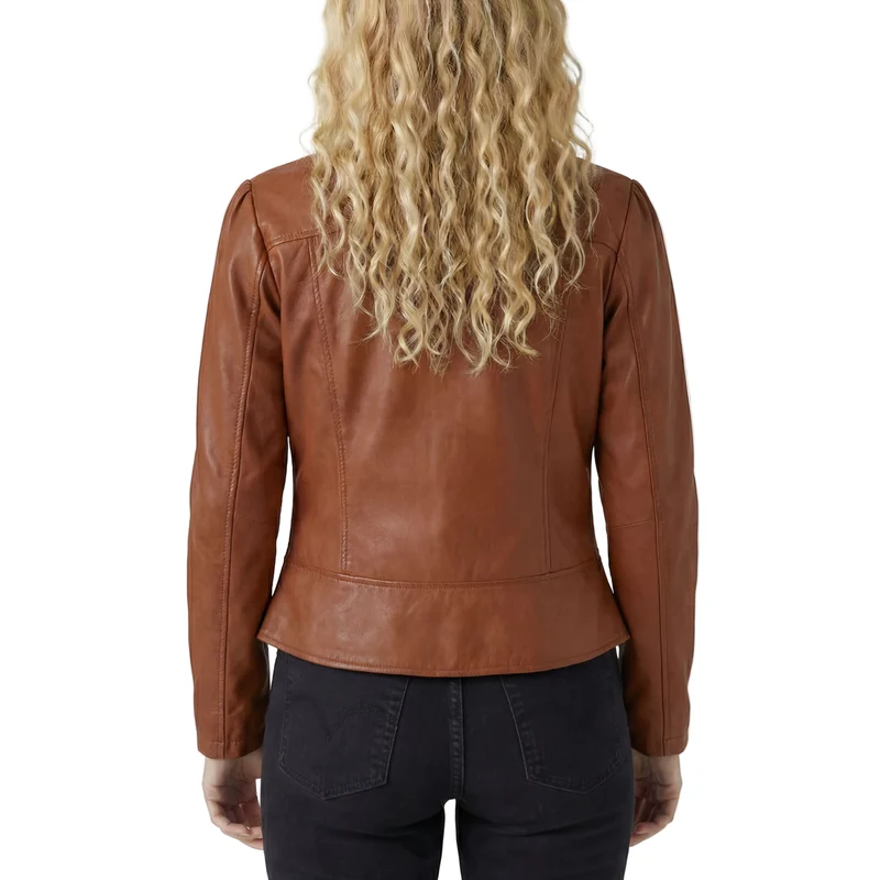 Vance Leathers Ladies Premium Soft Lightweight Brown Fitted Motorcycle Leather Jacket