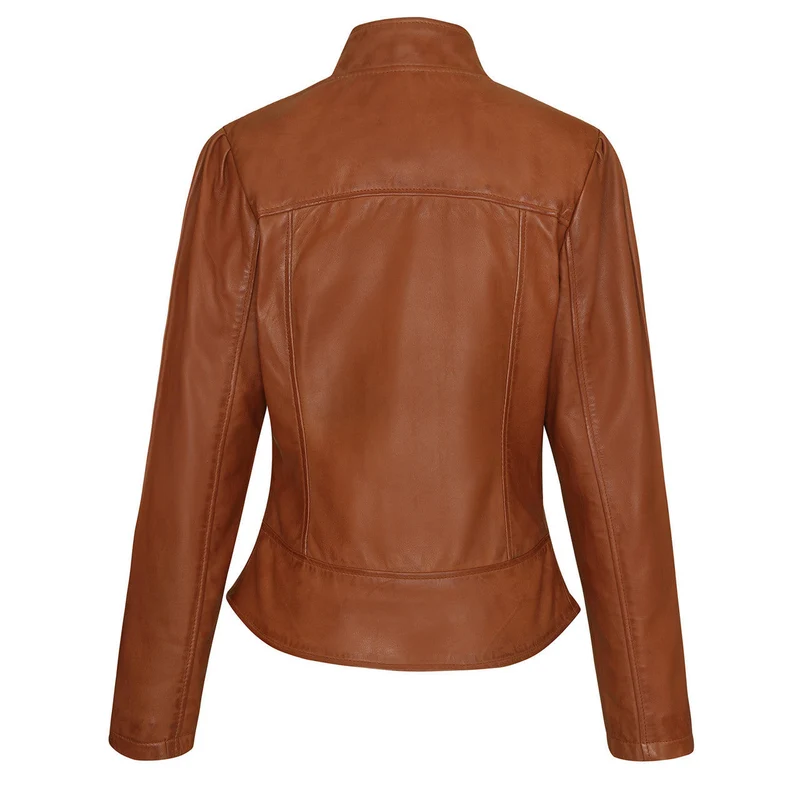 Vance Leathers Ladies Premium Soft Lightweight Brown Fitted Motorcycle Leather Jacket