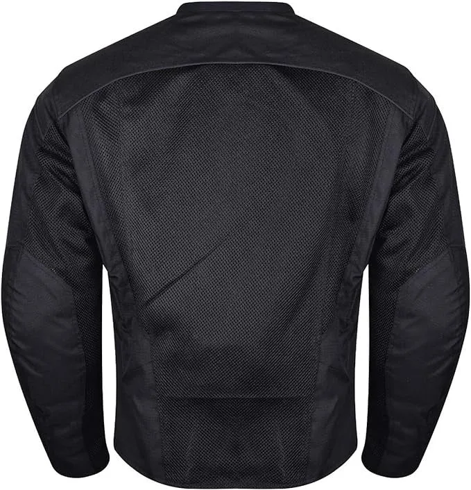 Vance Mens Black Advanced 3-Season Mesh/Textile CE Armor Motorcycle Jacket