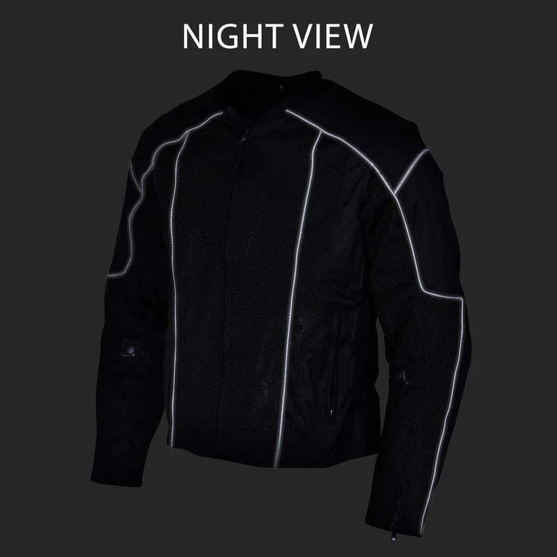 Vance Mens Black Advanced 3-Season Mesh/Textile CE Armor Motorcycle Jacket